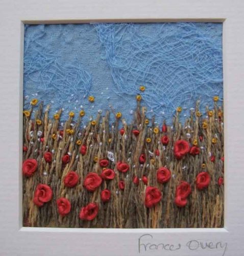 needle felted textile art with handstitching